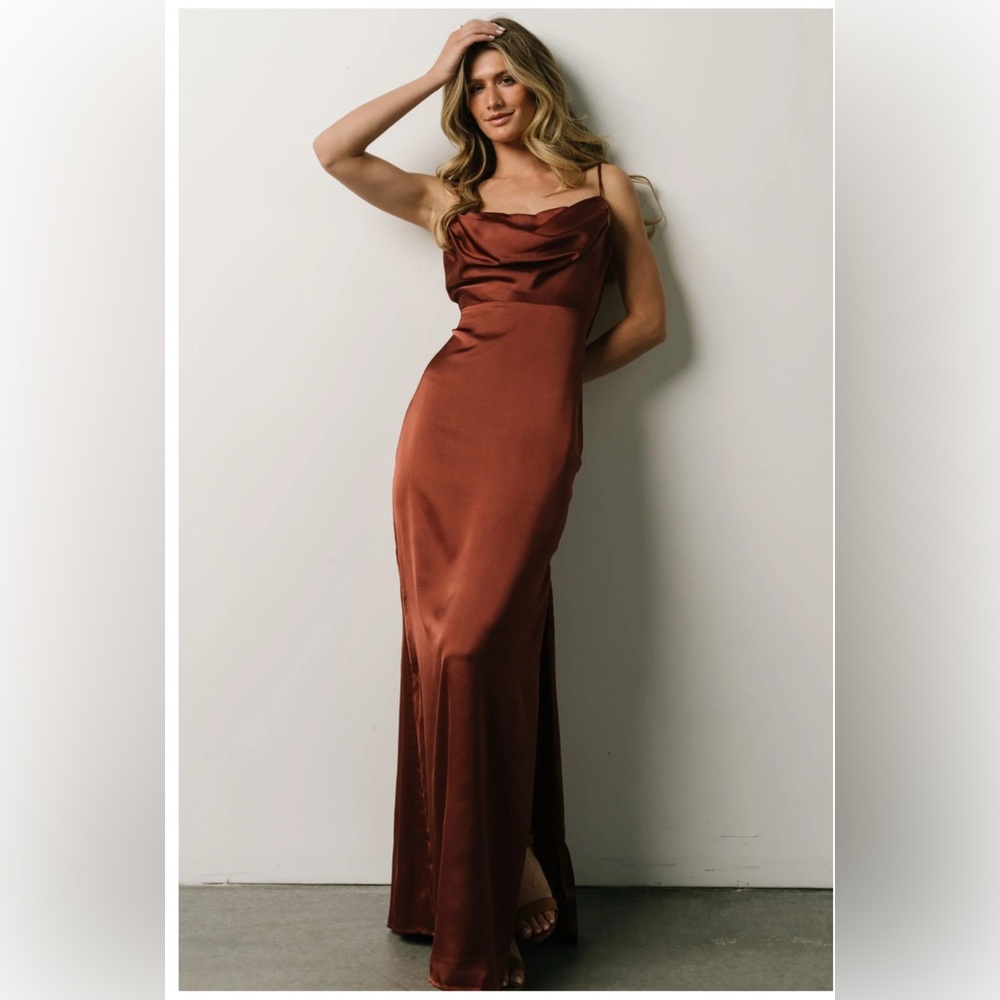 NWT Baltic Born Sydney Satin Gown in Cinnamon